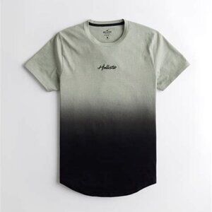 Hollister Men's short sleeve tee shirt ombre green / black XL curved hem tee